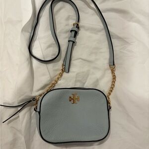 Tory Burch Sky Blue Crossbody Bag with Gold Chain